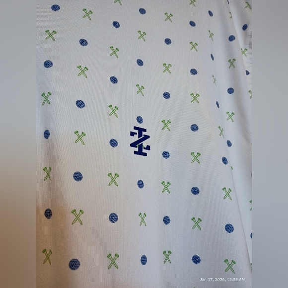 Izod Golf Polo Shirt Men's L White with Green/Blue Golf Club Print - Picture 4 of 8